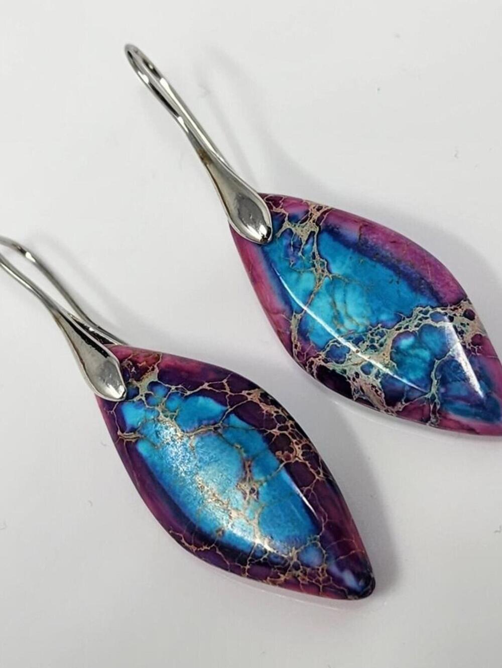 Boho Emperor Stone Blue Purple Earrings